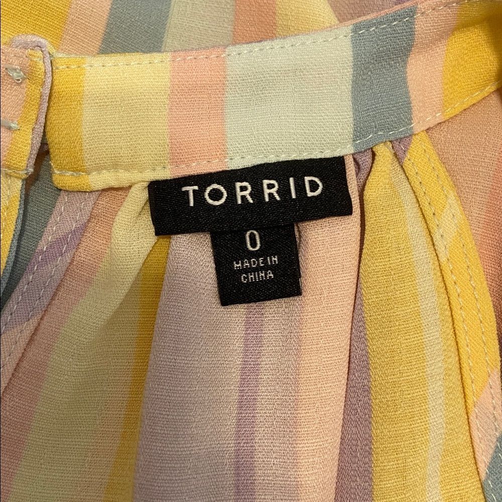 Torrid Multicolor Pastel Stripe Gauze Goddess Neck Tank Blouse Size 0 - Picture 6 of 8